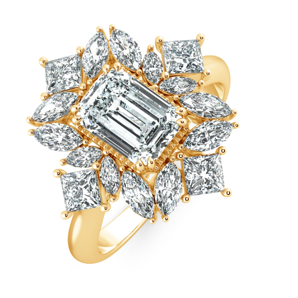 Nhẫn Kim Cương Emerald kết hợp Fancy Halo NKC8210 3